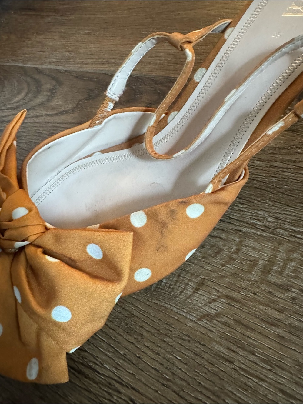 Zara Mustard Polka Dot Bow Slingback Flats - Picture 6 of 11